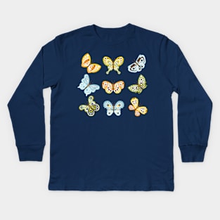 fantastic butterflies hand drawn Kids Long Sleeve T-Shirt